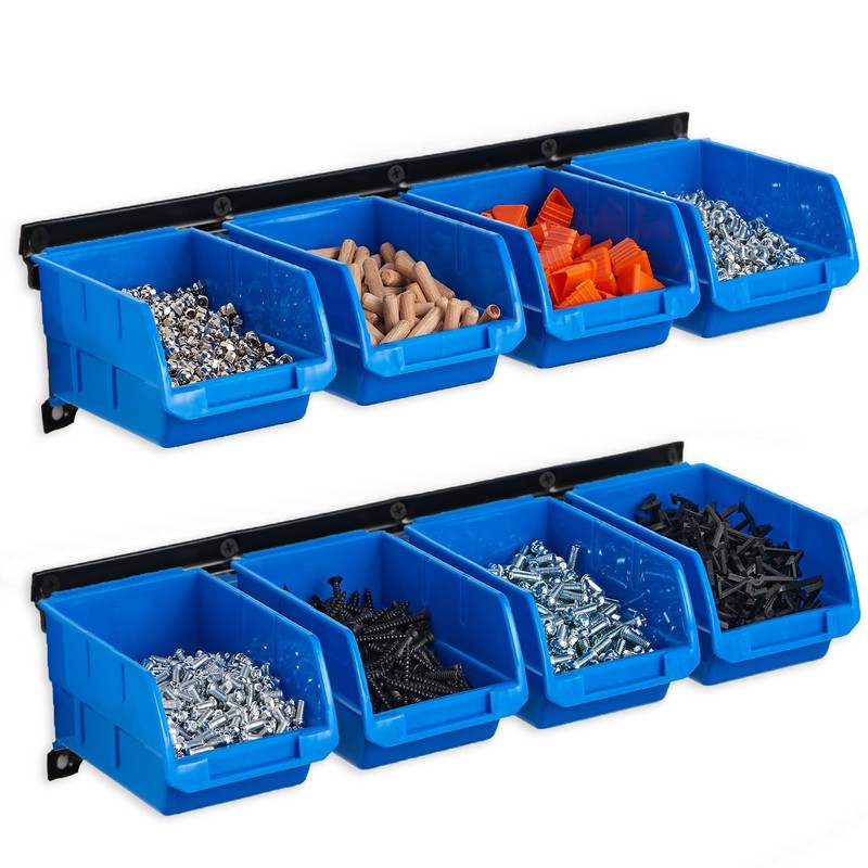 Wallmaster 8-Bin Storage Bins Garage Rack System 2-Tier Orange Tool