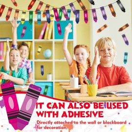 Weekgrat Back to School Banner Colorful Cute Crayon Banner Garland Welcome Back to School Decor First Day of School Banner Crayon Classroom Decor for Preschool Elementary Teacher Office(8 Strings)