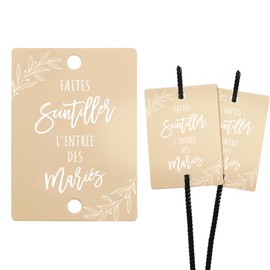 French Pack of 100 Wedding Signs for Sparklers Glow Sticks Labels Glow Sticks Wedding Signs Table Decoration for Wedding Decoration Wedding Party Accessories Guest Gift (100 x Brown)