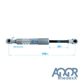 RhedexX® 2 x Gas Spring Replacement for Kesseböhmer LIFT-O-MAT 195 mm 250N Grey Gas Spring Gas Spring Liftomat Compression Spring Kitchen Furniture Flaps