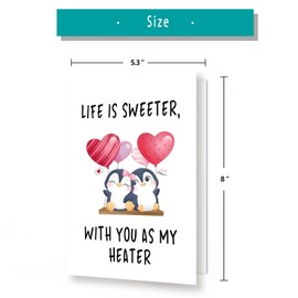 YiKaLus Sweet Valentines Day Card for Him Her, Romantic Anniversary Birthday Gifts for Husband Wife, Life Is Sweeter with You As My Heater