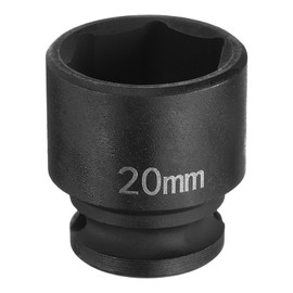 HARFINGTON Deep Impact Socket 3/8" Square Drive by 20mm Metric 6 Point Socket 30mm (1.18") Long CR-MO Steel Industrial Grade Flip Socket for Home Auto Hex Nuts Bolts Repair, Black