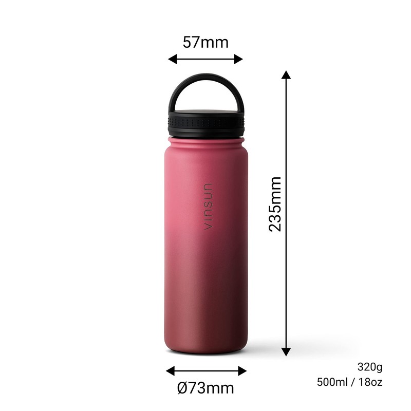Vinsun Stainless Steel Drinking Bottle 500 ml Red – Leak-Proof,