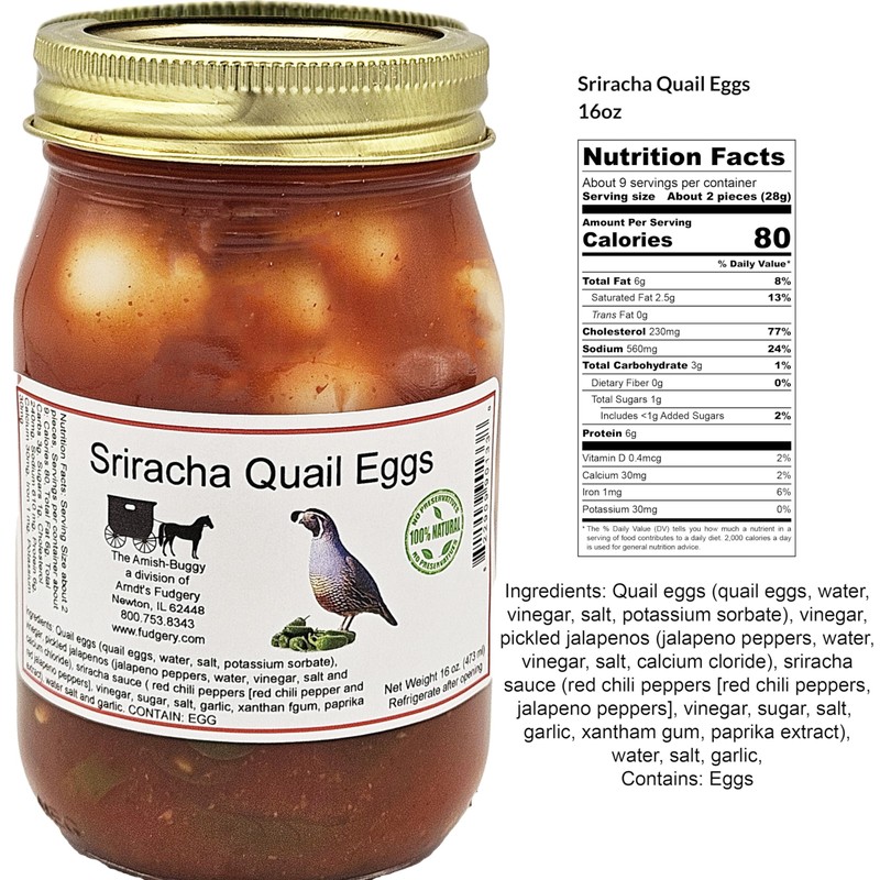 Pickled Quail Eggs (2-16 oz. jars) (Sriracha Quail Eggs (2