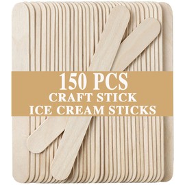 150 Pcs Craft Sticks Ice Cream Sticks, Borogo 6" x 3/4" Sticks Natural Wood Popsicle Craft Sticks Treat Sticks Ice Pop Sticks for DIY Crafts