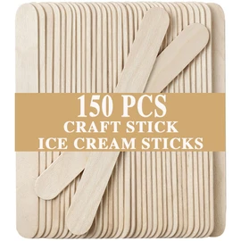 150 Pcs Craft Sticks Ice Cream Sticks, Borogo 6" x 3/4" Sticks Natural Wood Popsicle Craft Sticks Treat Sticks Ice Pop Sticks for DIY Crafts