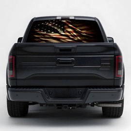 Calcomanías de ventana trasera para camionetas, 65 x 22 pulgadas, calcomanía de bandera estadounidense que se adapta a la mayoría de camionetas y SUV, gráficos de vinilo para ventana trasera para decoración personalizada