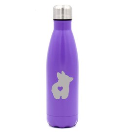 MIP Brand 17 oz. Double Wall Vacuum Insulated Stainless Steel Water Bottle Travel Mug Cup Corgi Butt (Purple)
