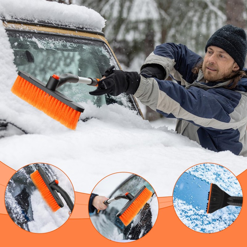 Hyran Car Ice Scraper with Broom Ice Scraper Car Removable