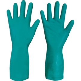 Medium Green Nitrile Industrial Gloves Chemical Resistant 0.38MM Pack Qty 2