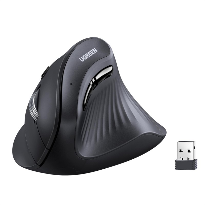 UGREEN Mouse Vertical Inalámbrico Ergonómico, Bluetooth 2.4Ghz