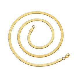 Philip Jones Gold Plated Stainless Steel Herringbone Flat Snake Chain 20" Inch Necklace