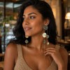 QinmiGarden - Aretes Extra Largos Mujer Leopardo Con Cadenas Y