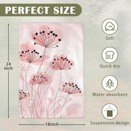 YESPOAK Hand Towels Set of 2, 18x 24 Inch Pink Romantic Flower Bathroom Towel Soft Absorbent Kitchen Hotel Spa Gym Towel Thanksgiving Decor Gifts