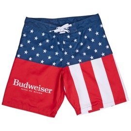 Budweiser King of Beers Stars and Stripes Men's Swim Trunks Board Shorts (as1, Alpha, 3X_l, Regular, Regular, 3XLarge (40)) Blue
