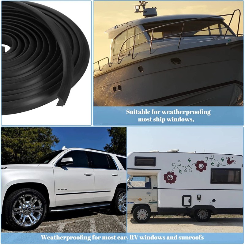 Kingder RV Window Rubber Strip Weatherproof Seal 1/2x1/4 Universal Insulation