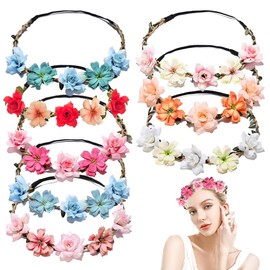8 Stück Blumenkranz Haare, Hochzeit Haarkranz Krone, Blumenkranz Haare Krone, Blumen Haarreif für Reisefotografie,Festival Hochzeit und Party, Damen, mädchen