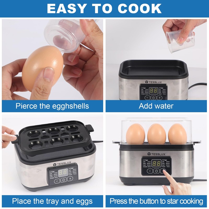 Electric Rapid Egg Cooker, 6 Egg Capacity for Hard Boiled