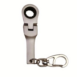 Michear Ratchet Spanner 180°Flex-Head Keyring Combination 10mm Portable Ratchet Ring Wrench (Frosted Silver)