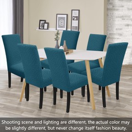 ZNSAYOTX 2025 Fashion Stretch Dining Room Chair Slipcover 2 Packs, Super Fit Removable Washable Jacquard Furniture Protector Cover for Restaurant, Party, Banquet (2 PCS, Teal)