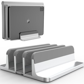 3 Laptop Stand, Adjustable Width, Aluminum Alloy, Geecol Vertical Laptop Double Stand for MacBook Pro Air Mini Clamshell Mode & All Notepc Compatible with Clamshell Mode & General Laptop