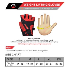 AQF Weight Lifting Gloves Ultralight Breathable Gym Gloves for Workout, Fitness, Cross Training, Bodybuilding Men Women (S, Red)