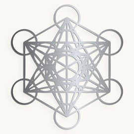 Genérico Cuadro Cubo Metatron Color Plata Deco Muro Pared Decoración 30 x 27 MDF