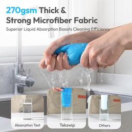 Tekswip 24Pack Microfiber Cleaning Cloths 12”x12” - Extra Thick Kitchen Towels - Streak-Free, Lint-Free, Fast Absorbent - Reusable Multi-Purpose Housekeeping Rags for Cars, Dishes, Floors, Tiles