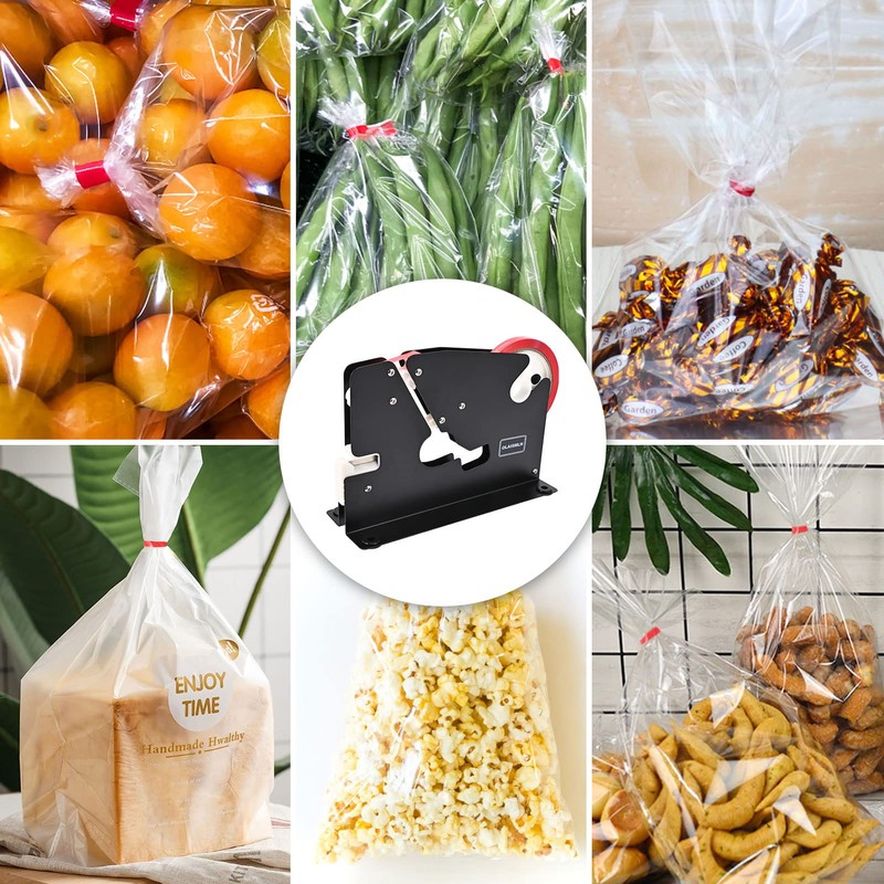 Tape Bag Sealer with Trimmer, Built-in Sharper Blade, Clear Plastic