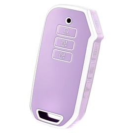 OFF WE GO for Kia Key Fob Cover, Soft TPU Protection Key Fob Case Compatible with Kia EV6 K5 Seltos Carnival Dl3 Mq4 7 Button Smart Remote Car Key Shell Holder (Silver Purple)