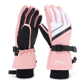 Caracaleap Ski Gloves Men Women Snow Gloves Windproof Winter Waterproof Pink S