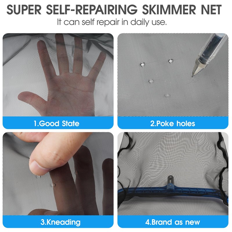 TidyMister Pool Skimmer Net with Self-Repair Fine Nylon Mesh Bag,