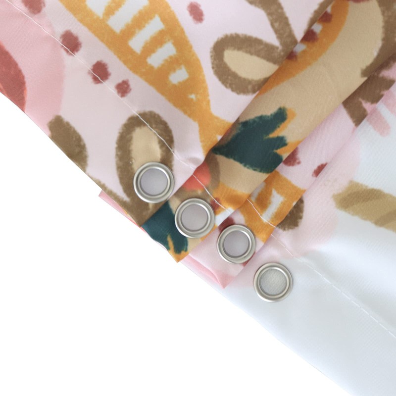 ChloropLastid Boho Floral Shower Curtains, Abstract Mid Century Tropical Leaves