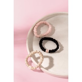 Pixie Woo 100% Mulberry Silk-Scrunchies for Hair, Women Grils Silk Hair Ties for Frizz & Breakage Curly Hair, No Damage, Elastics Ponytail Holder,3 pc