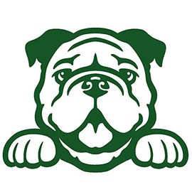 STICKER DAD Bulldog Peeking V1 Vinyl Decal by StickerDad® - Size: 5", Color: Forest Green - Windows, Walls, Bumpers, Laptop, Lockers, etc.