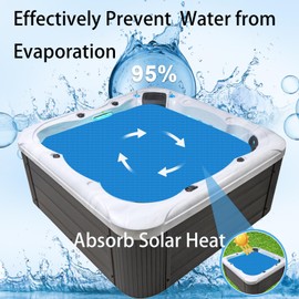 TOPZEA Hot Tub Spa Cover Blanket, 16 Mil 7Ft x 7Ft Square Pool Thermal Bubble Covers Floating, Heavy Duty Heat Retaining Solar Blanket for Indoor Outdoor Hot Tub, Inground and Above Swimming Pool