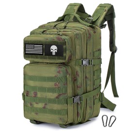COSCOOA Tactical Military Backpack for Man, 50L Waterproof Army Pack Rucksack Hiking Laptop Backpack 3 Day Bug Out Bag, Includes Two Flags and Two Carabiner Camouflage