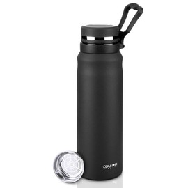 Termos Para Agua 1 Litro,Termo Acero Inoxidable Con Infusor De Té,Termos Para Cafe,Tapa HerméTica Antigoteo, Con Asa Para Transportar,Sin Bpa,Para Agua FríA (24 Horas) O Caliente (12 Horas) (Negro)