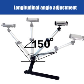 MUNEFE Phone Tripod, Tripod Mount Aluminum Alloy, Horizontal Overhead Shooting Travel Tripods for Indoor Outdoor Recording Watching Vlog