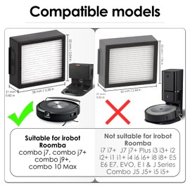 (9 Pack) Combo j7 plus Replacement HEPA Filter Compatible with iRobot Roomba Combo j7+ plus/Combo j9+/ Combo 10 Max Robot Vacuum, HEPA Filters Accessories (NOT FOR Roomba j9+, j7+, Combo j5+ j5)