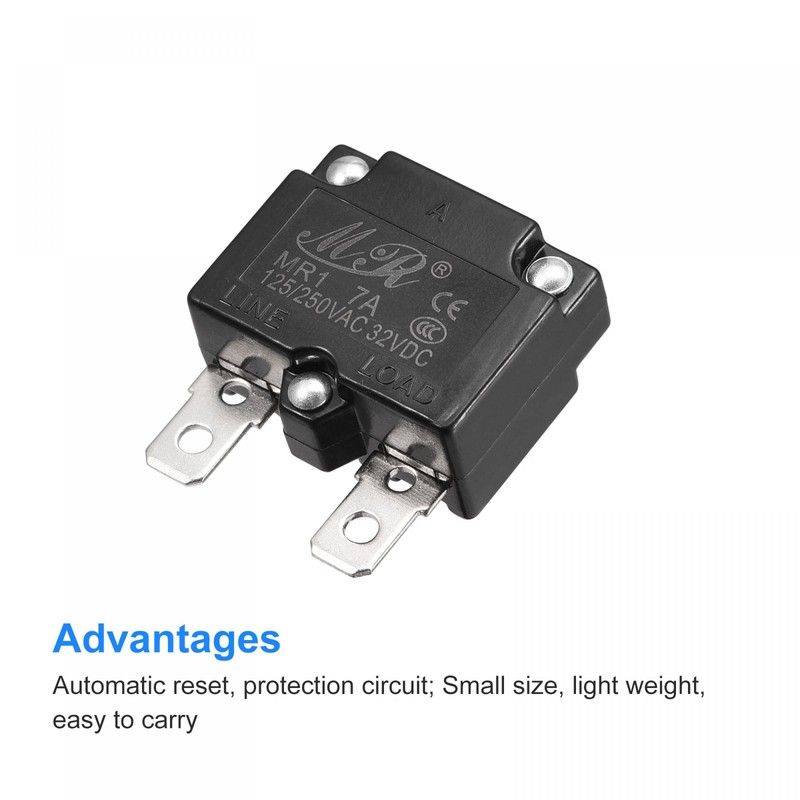sourcing map Circuit Overload Protector 7A AC125/250V DC32V Automatic Reset
