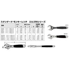 BAHCO 9073 Adjustable Wrench Monkey Wrench 12.0 inches (308 mm)