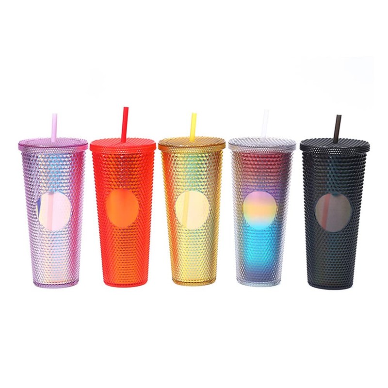 Qudai 710ML /24OZ Large Capacity Water Cup Full Studded Matte