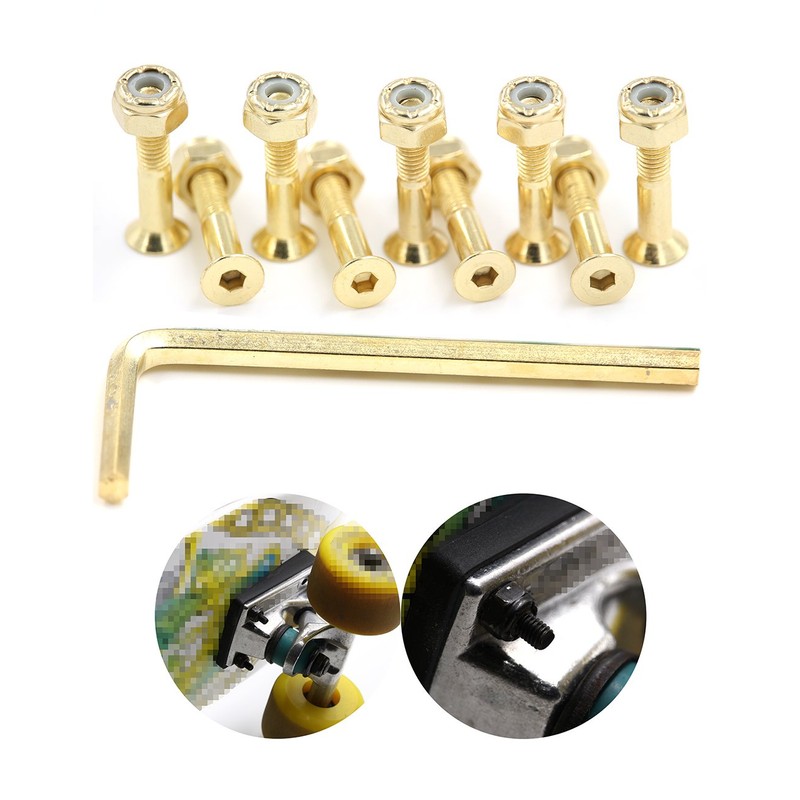 Ever Hardware Skateboard Hardware 9PCS Deck Mounting Screws Nuts Hex