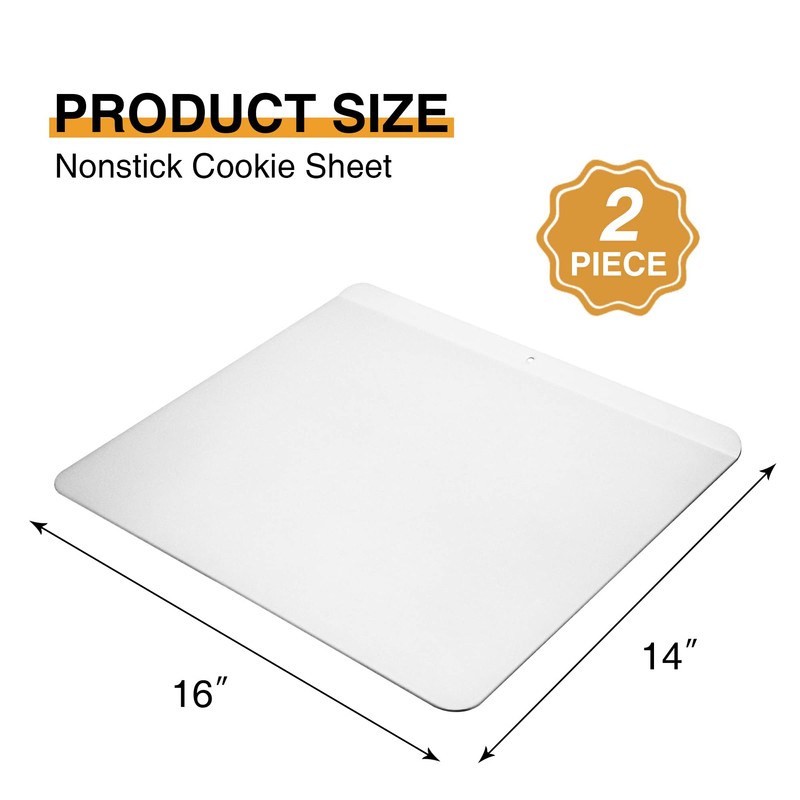 HONGBAKE Large Flat Cookie Sheet No Edges, Nonstick Insulated Baking