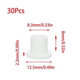30 PCS Silicone Rubber Plug,White Hole Plug,Waterproof Plug Tube Plugs Hole Plug,Flexible Hole Plug Cover Fit for 0.33"/8.3mm