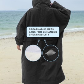 Catalonia Swim Jackets for Men Women, Waterproof Surf Coat, Warm Sherpa Lined Swim Parka, Oversized Hooded Swim Changing Jacket Surf Poncho