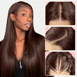 Chocolate Brown Wear and Go Glueless Wig Human Hair Pre Cut Brown 9x6 HD Lace Front Wigs for Women220% Density Brown Straight Lace Wigs Human Hair 20 Inch