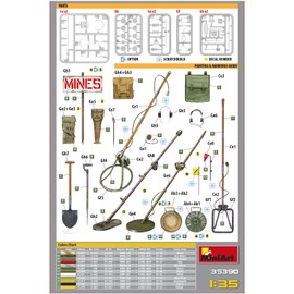 Miniart MIN35390 1:35-Allied Mine Detection Equipment Scale Model kit, Unpainted
