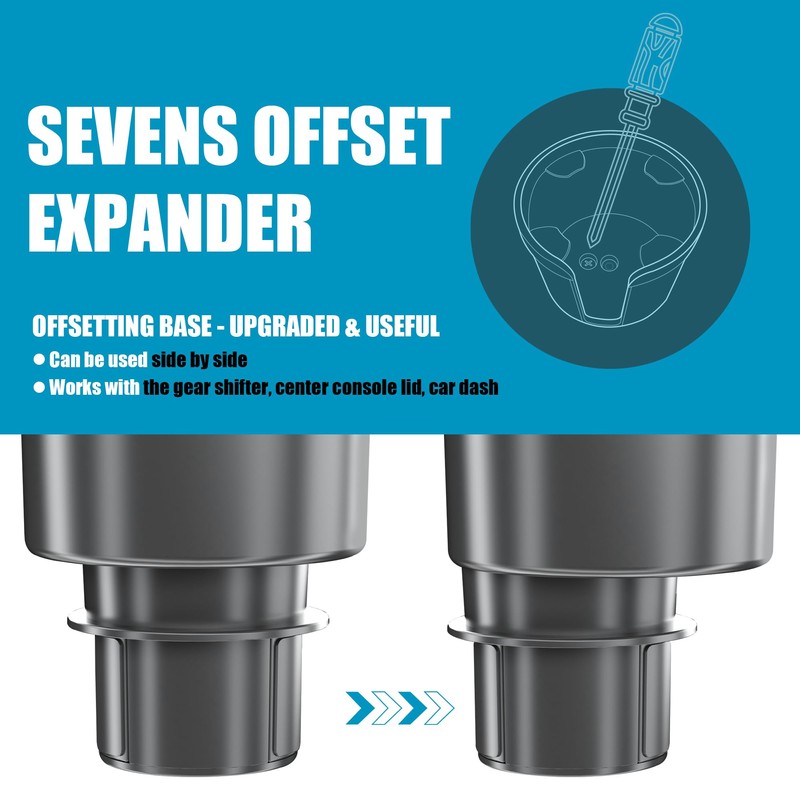Upgraded Car Cup Holder Expander Adapter with Offset Adjustable Base,